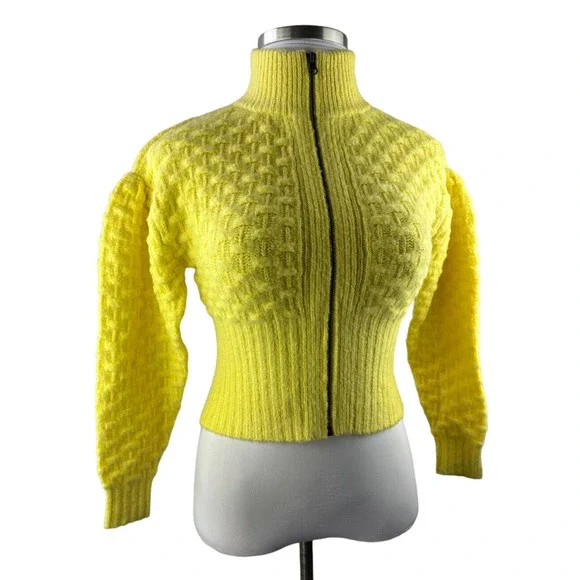 NWT Maeve by Anthropologie Buttercup Textured Chunky Knit Crop Sweater Jacket XS - Picture 5 of 13